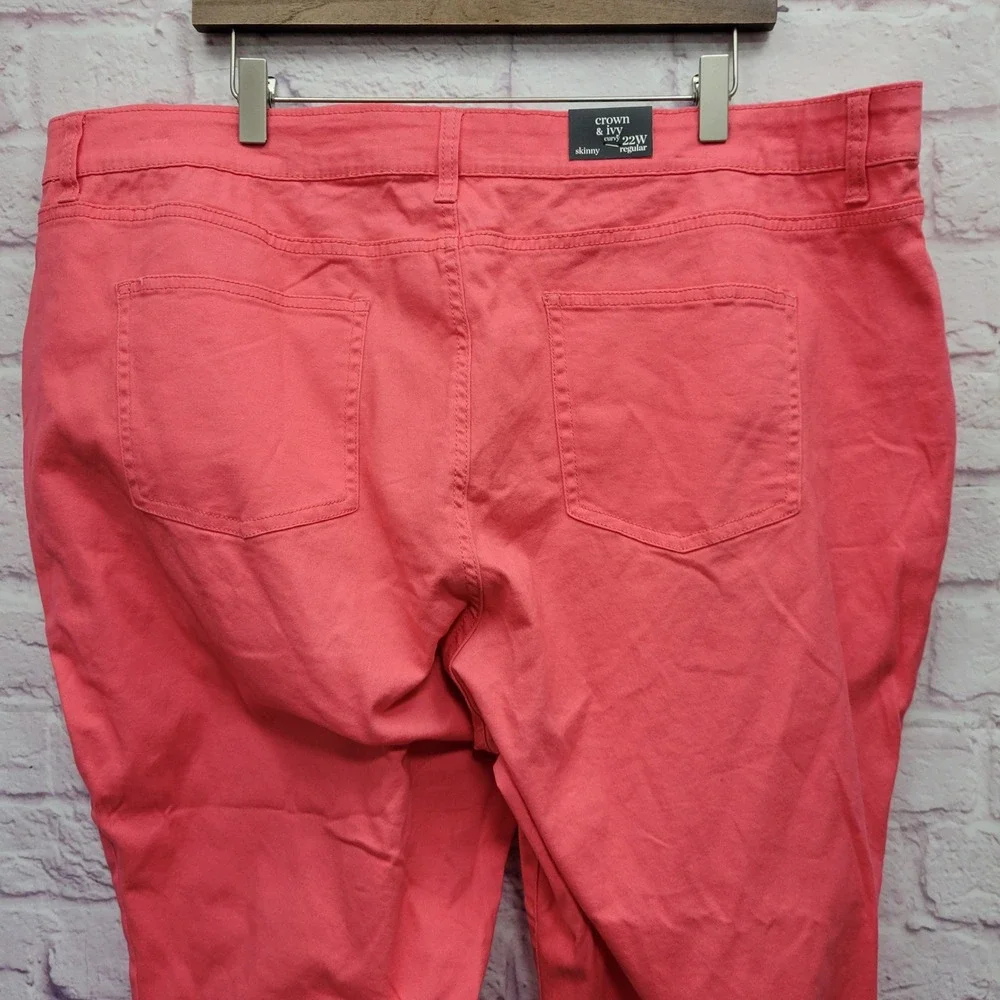 NEW Crown &‎ Ivy Curvy 22W Coral Pink Skinny Jeans Stretch Denim Preppy Casual - Picture 6 of 9